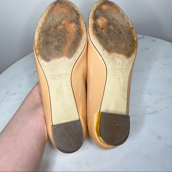 J.Crew Janey Metallic Gold Heel Ballet Flats in Patent Nude. Real Leather. - Picture 4 of 15